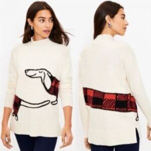 Charming LOFT Cream Sweater with Dog Design‎